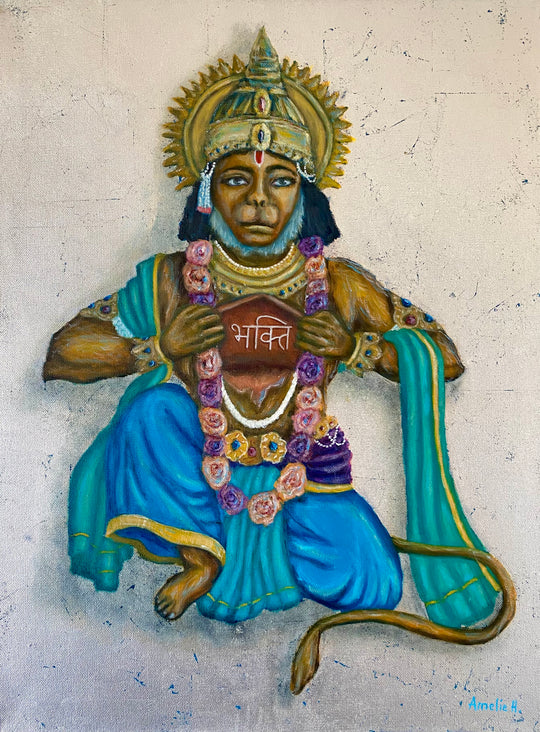 Bhakti - Hanuman Original Oil Painting