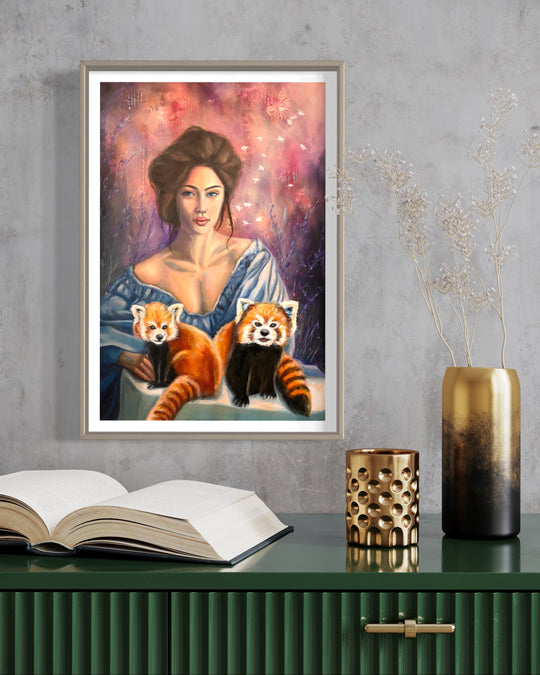 Playfulness, The Red Pandas - Fine Art Print 9x12in.