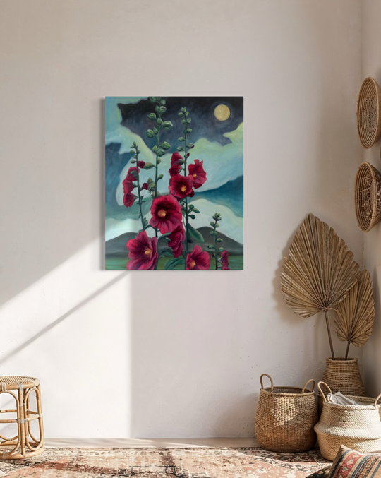 Midnight Hollyhocks