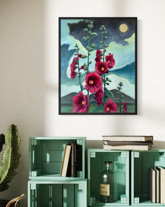 Midnight Hollyhocks
