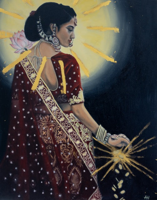 Mata Lakshmi, Goddess of Abundance - Original Oil Painting